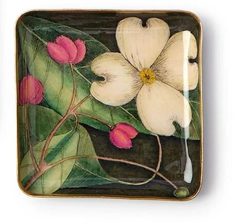 Two's Company Vintage Floral Print Metal Tray