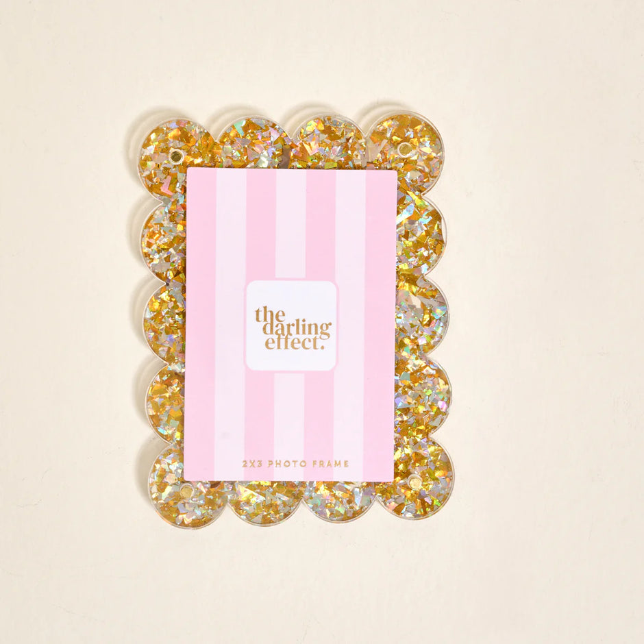 The Darling Effect Mini Acrylic Picture Frame Magnet - Gold Glitter