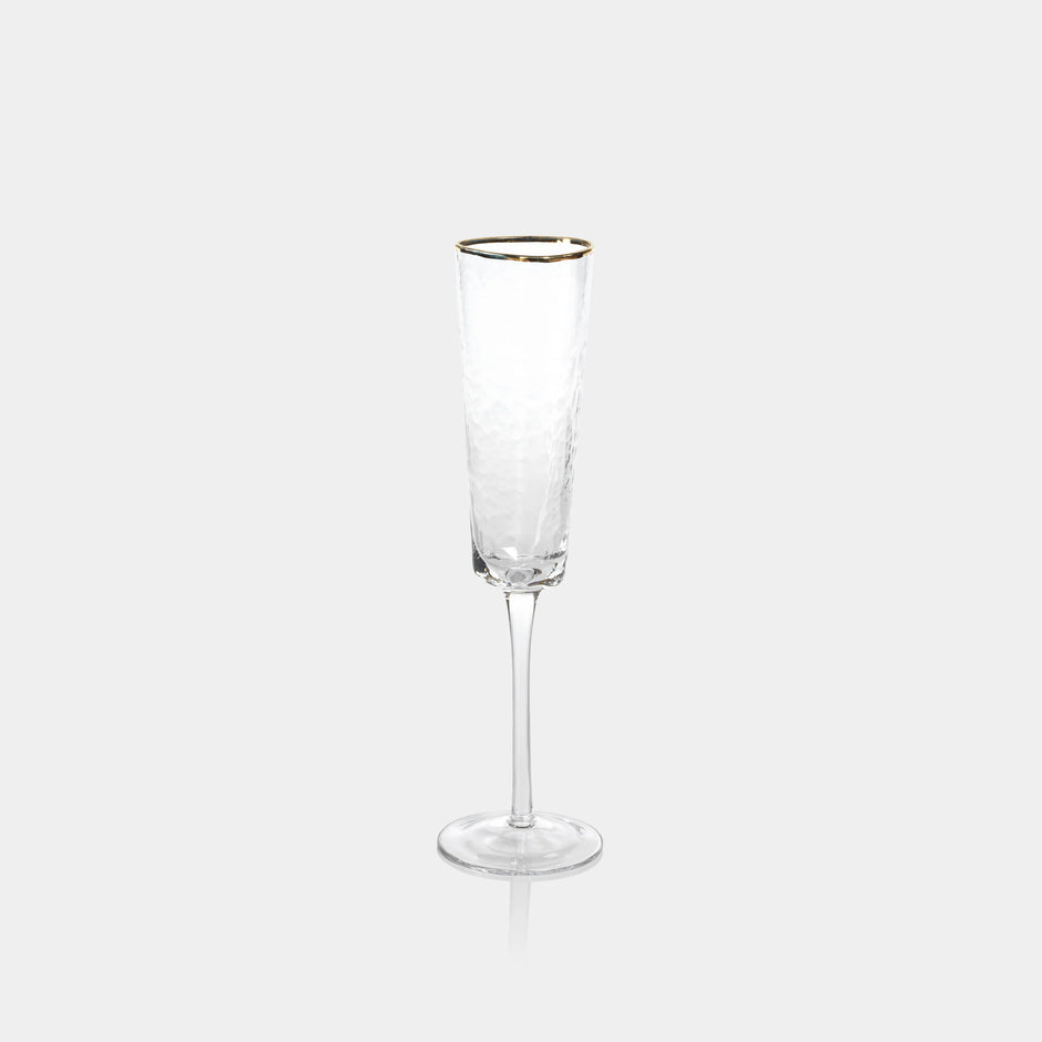 Zodax Aperitivo Triangular Champagne Flute Clear w/ Gold