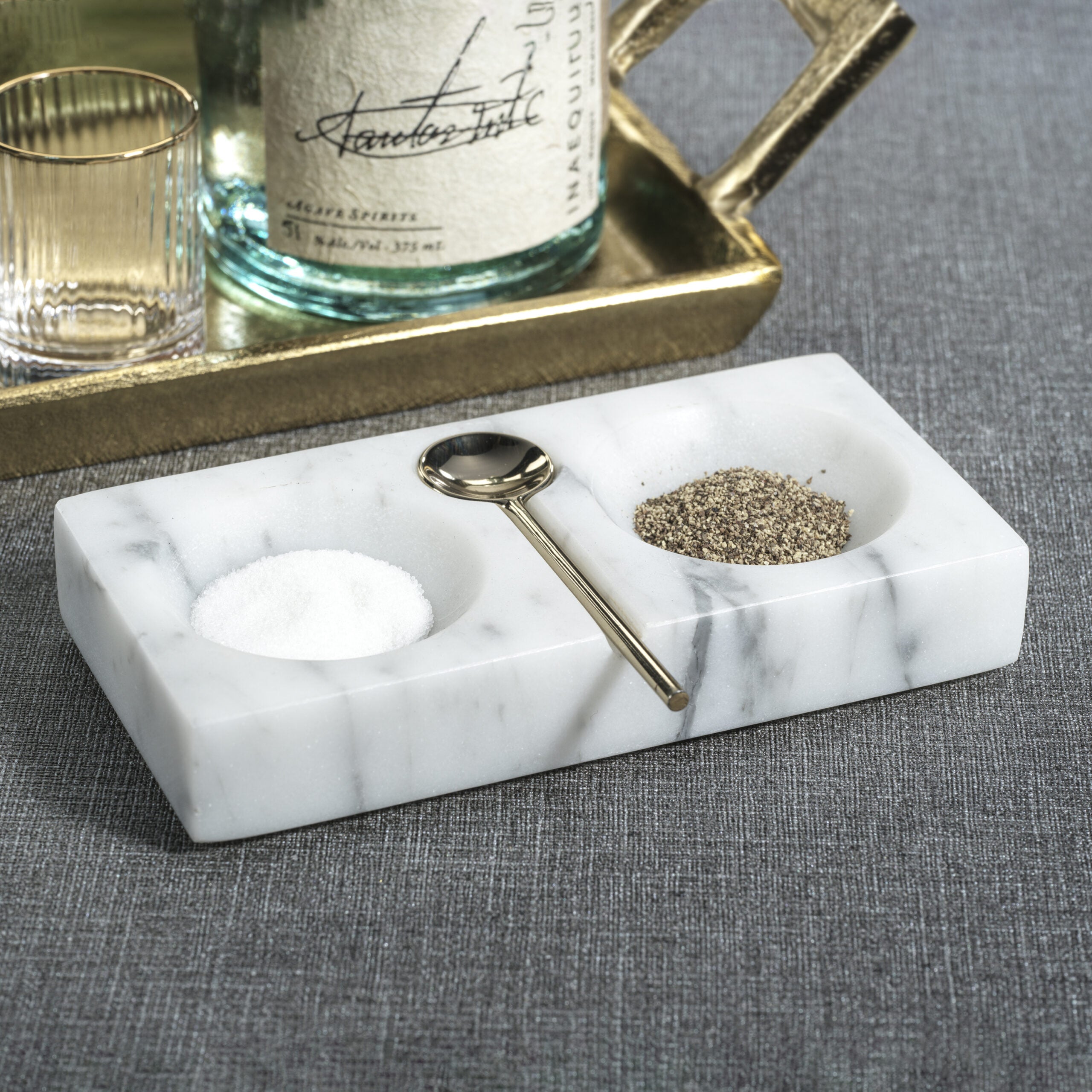 Zodax Marble Salt + Pepper Dish w/ Spoon