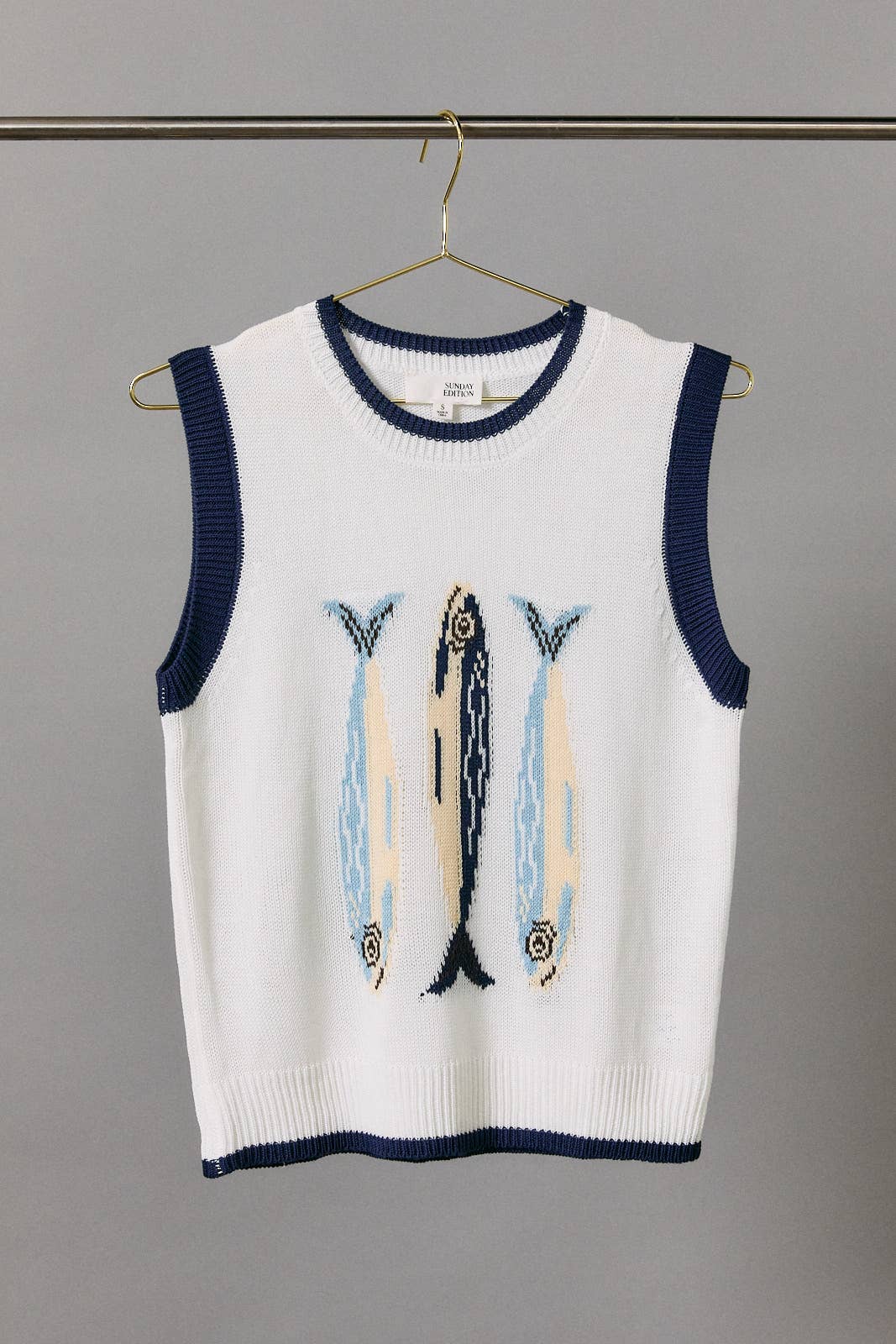 Sunday Edition by LE LIS - ROUND NECK 'FISH' GRAPHIC SWEATER VEST