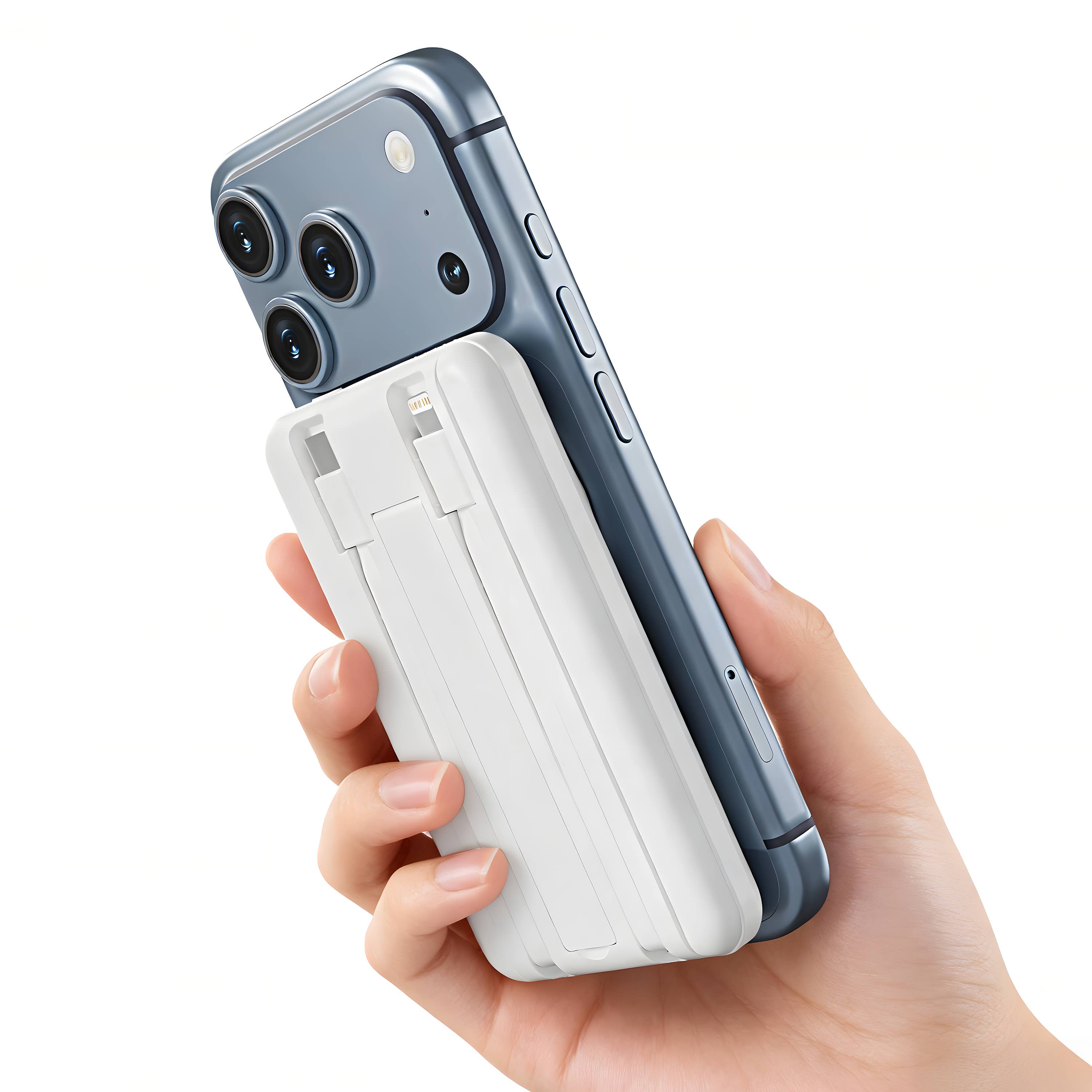 LAX Gadgets - Magnetic 7200mAh Rapid-Charge Power Bank with Built-In Cable