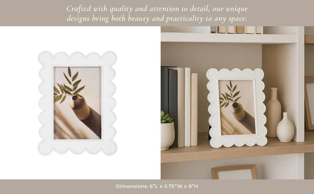 Sagebrook Home - Photo Frame - Resin with Decorative Scalloped Edge