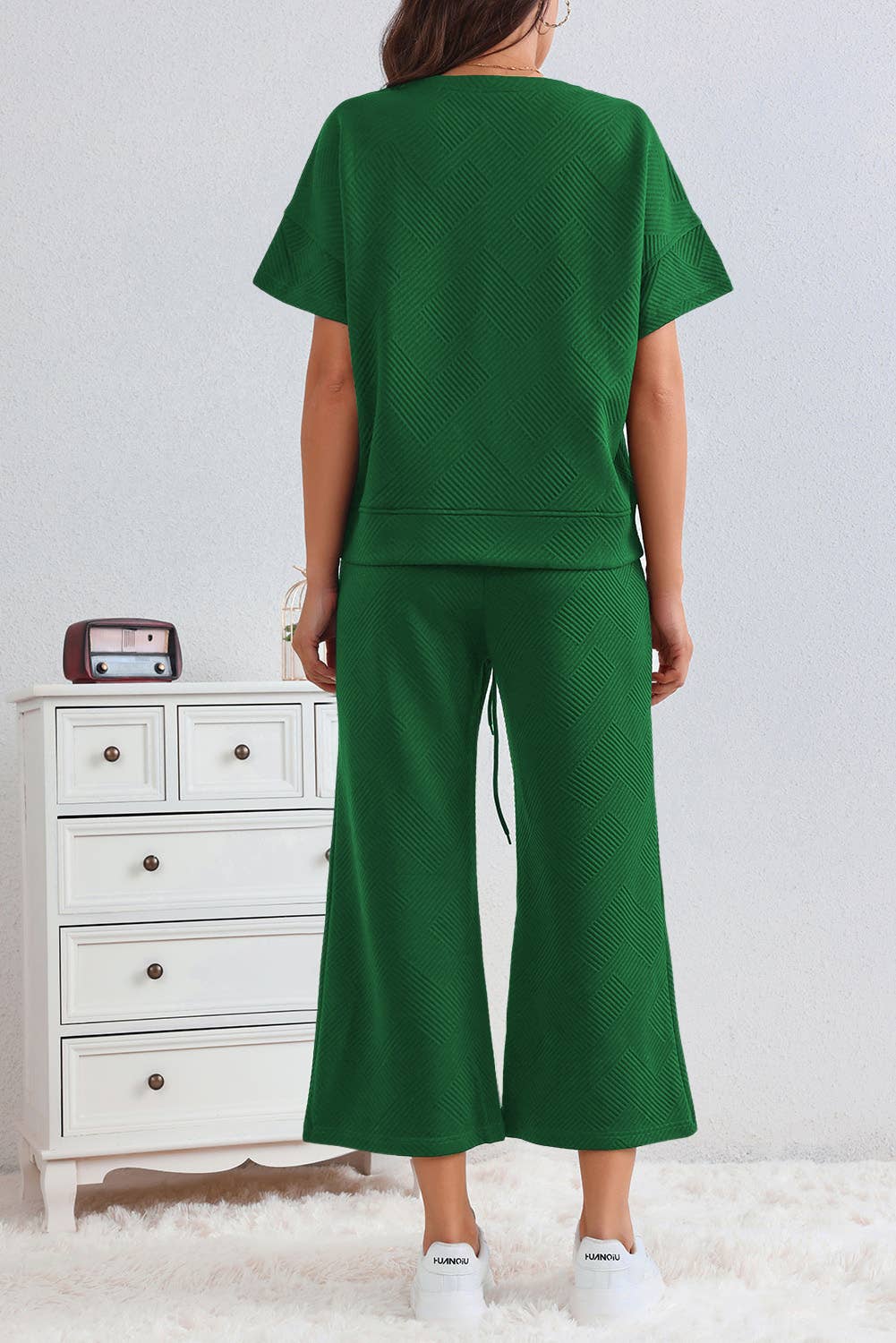 LA Society - LAS Textured Loose T Shirt and Drawstring Pants Set