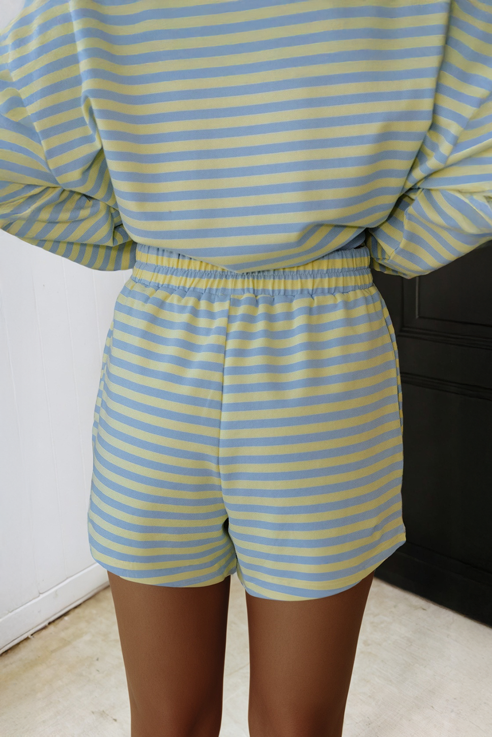 LA Society - LAS Stripe Color Block Pullover Shorts 2pcs Set