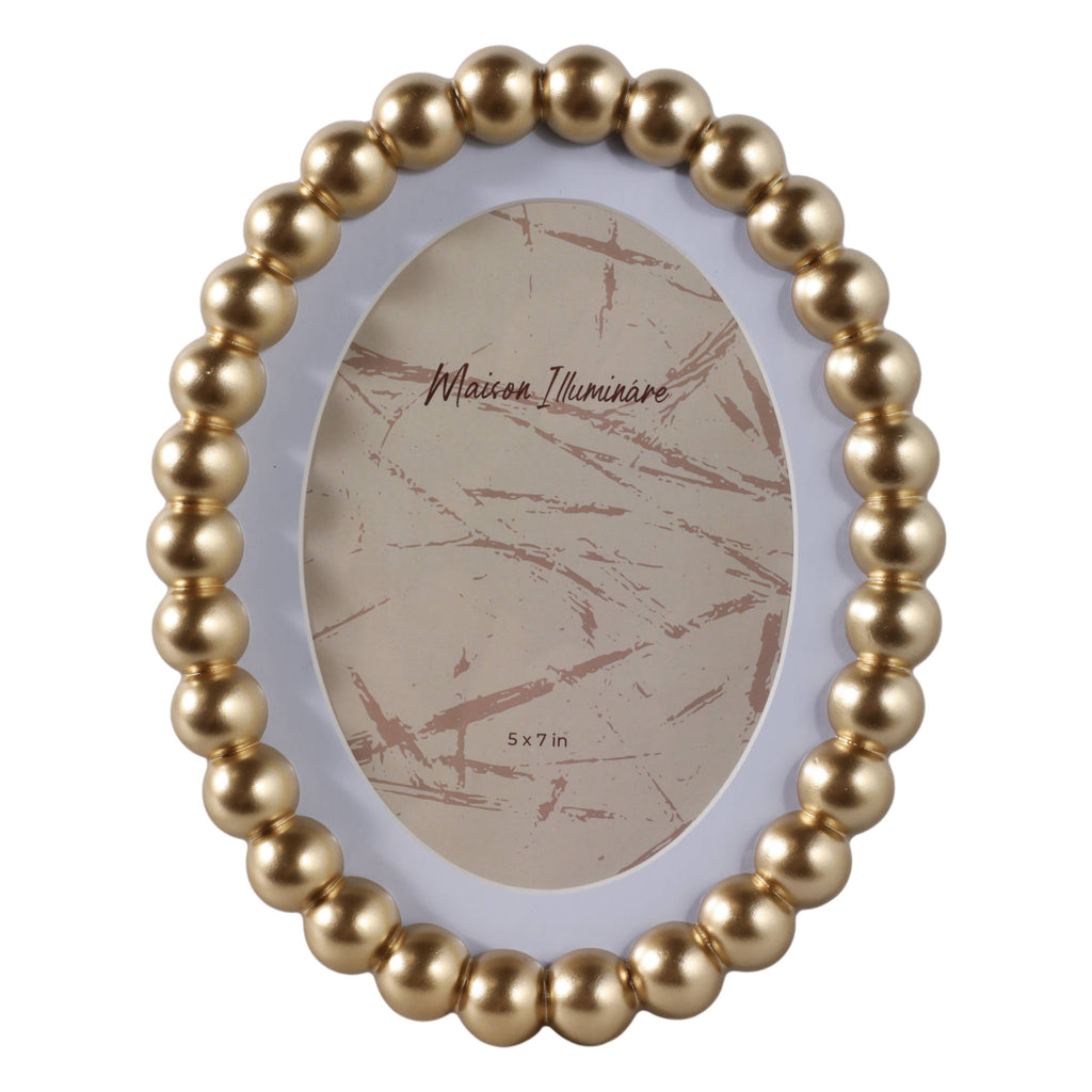 Sagebrook Home Gold Glass Matted Round Beaded Photo Frame, 7x9 in.