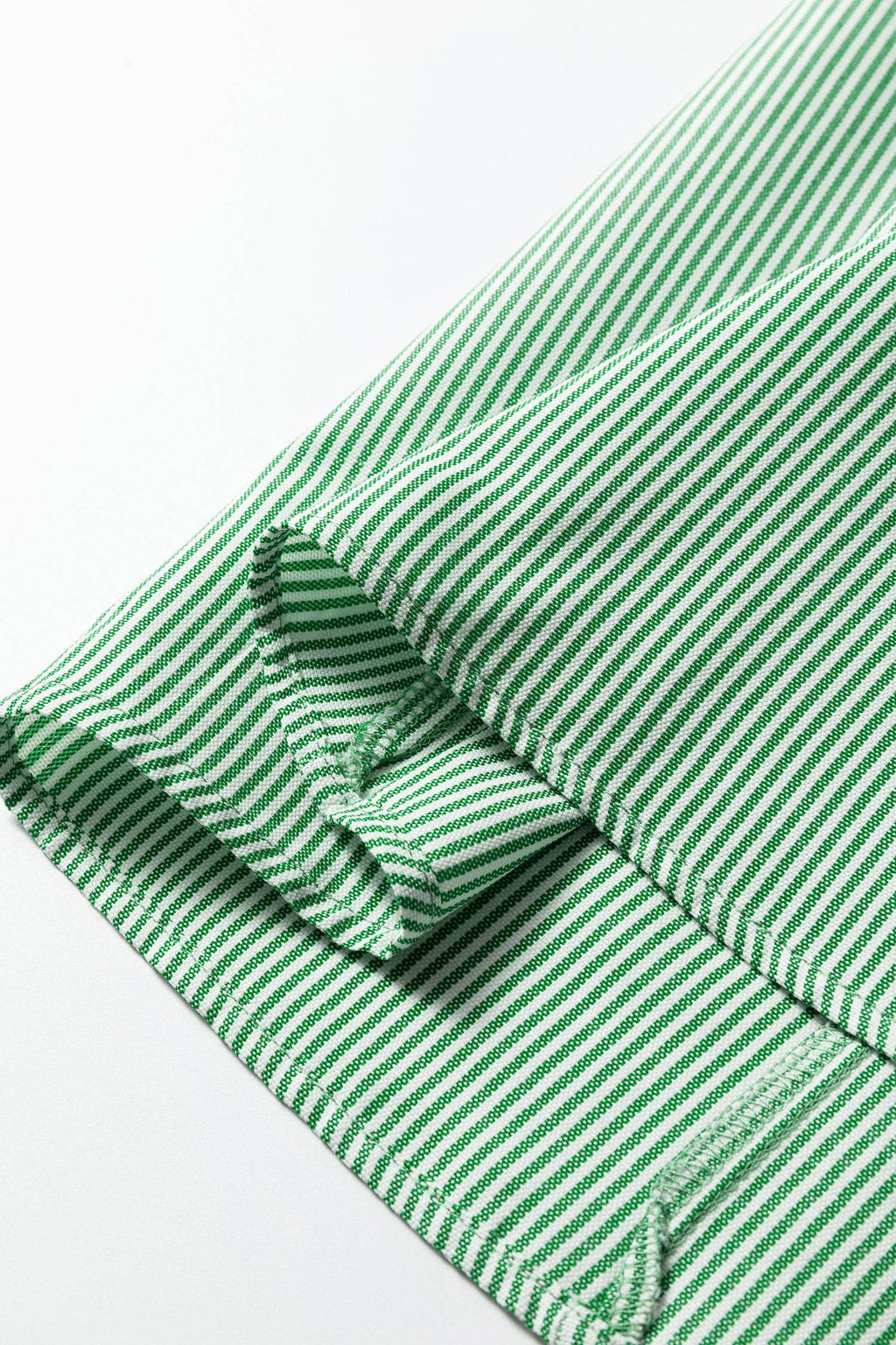 66DISCO - Striped Print Collared Split Neck Half Sleeve Blouse (S-4X)