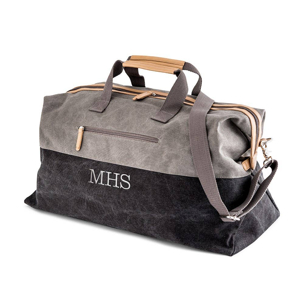 Weddingstar Inc. - Large Canvas Travel Duffle Bag - Black & Gray