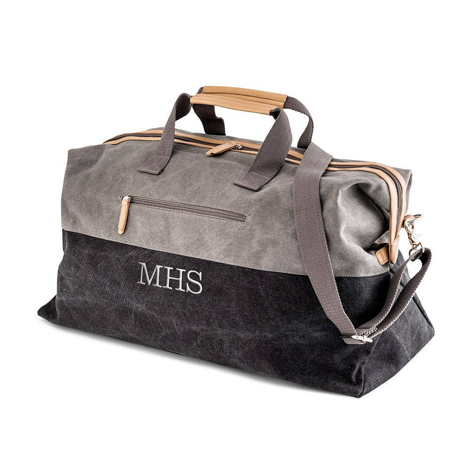 Weddingstar Inc. - Large Canvas Travel Duffle Bag - Black & Gray