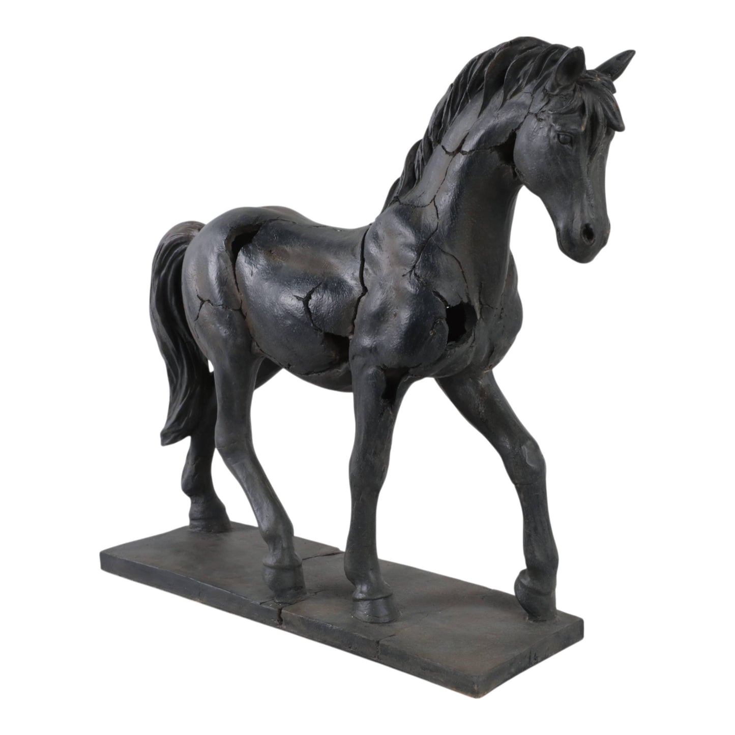 Sagebrook Home - Resin Cracked Horse Sculpture Home Decor - Brown, 16 in.