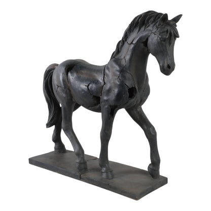 Sagebrook Home - Resin Cracked Horse Sculpture Home Decor - Brown, 16 in.