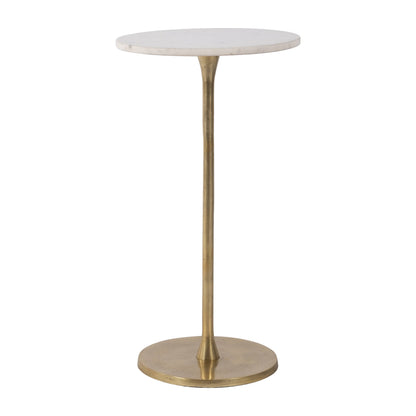 Sagebrook Home - End Table - Gold/White Marble Top Metal Round Base, 24 in.