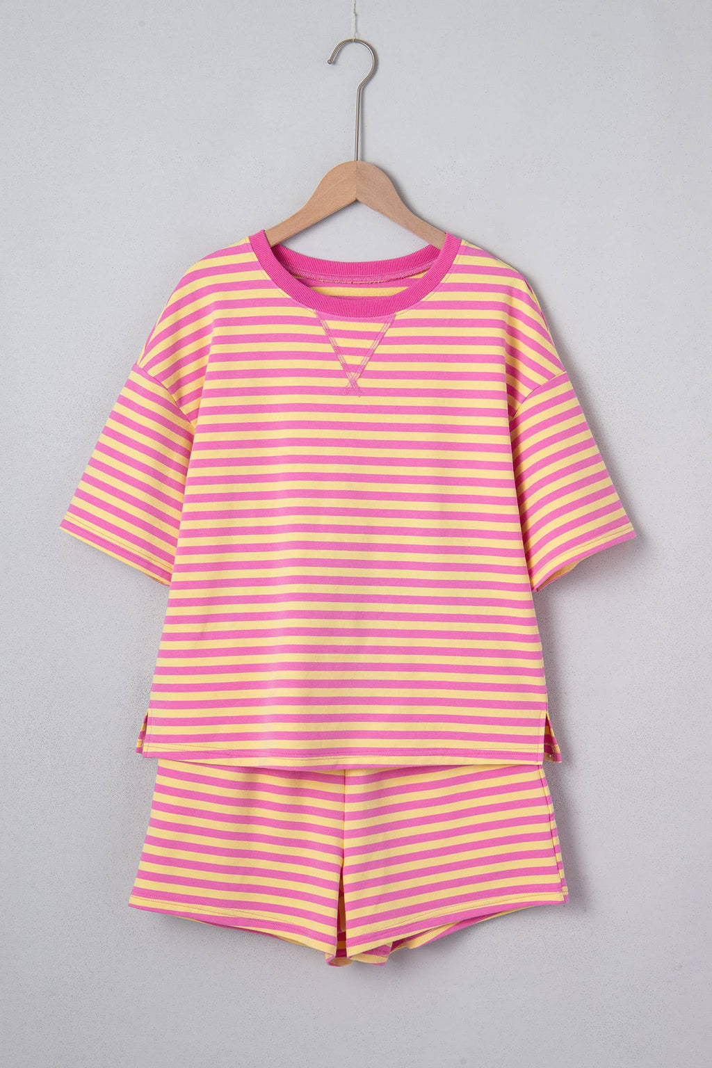 LA Society - LAS Stripe Contrast Trim Boxy Terry Short Set