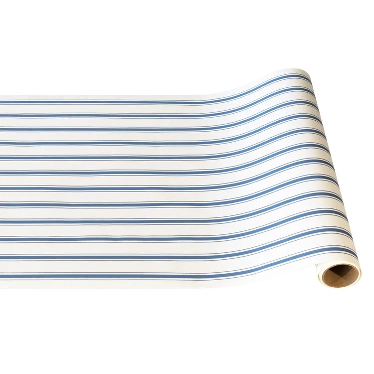 Hester & Cook Cornflower Blue Linen Stripe Paper Table Runner