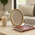 Sagebrook Home Gold Glass Matted Round Beaded Photo Frame, 7x9 in.