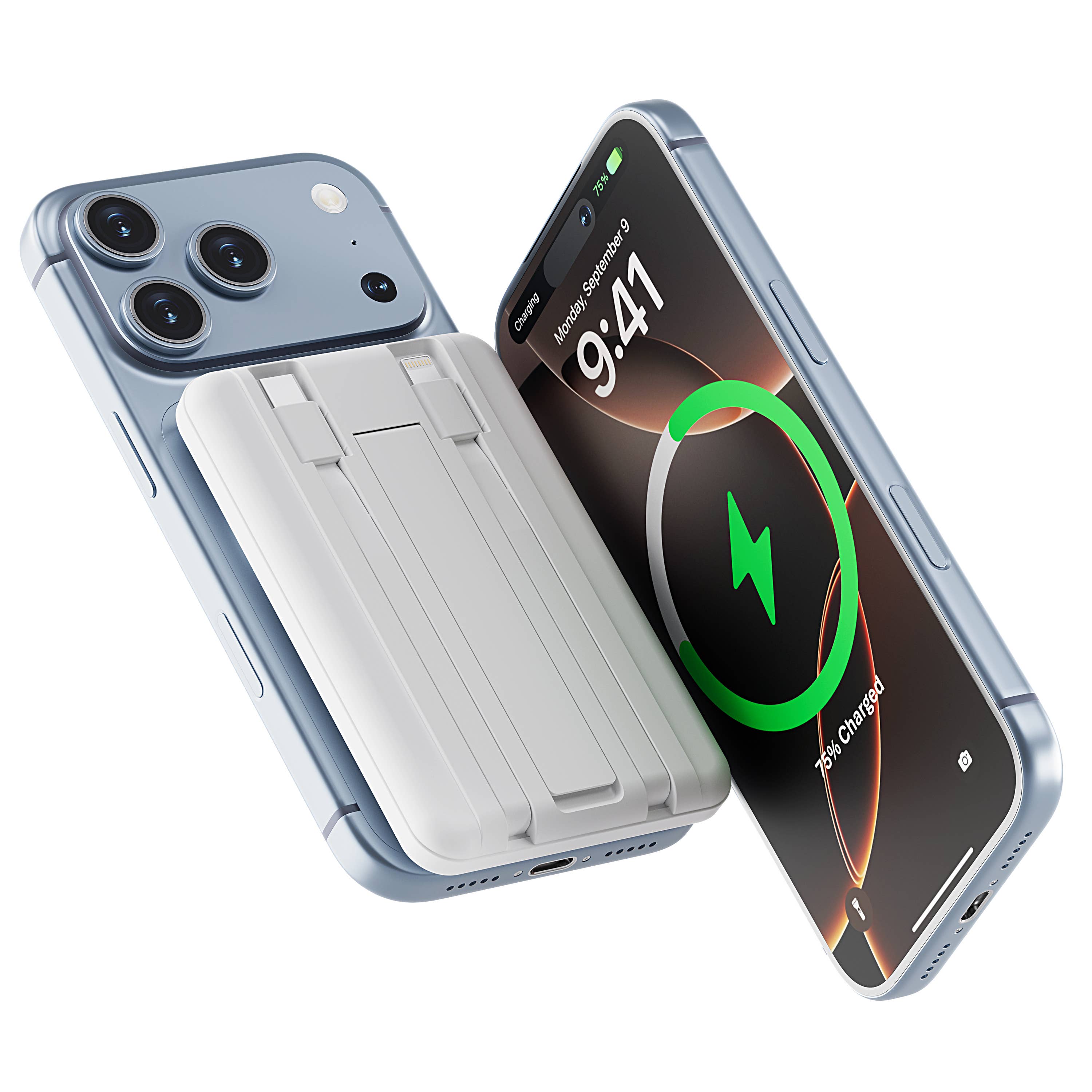 LAX Gadgets - Magnetic 7200mAh Rapid-Charge Power Bank with Built-In Cable