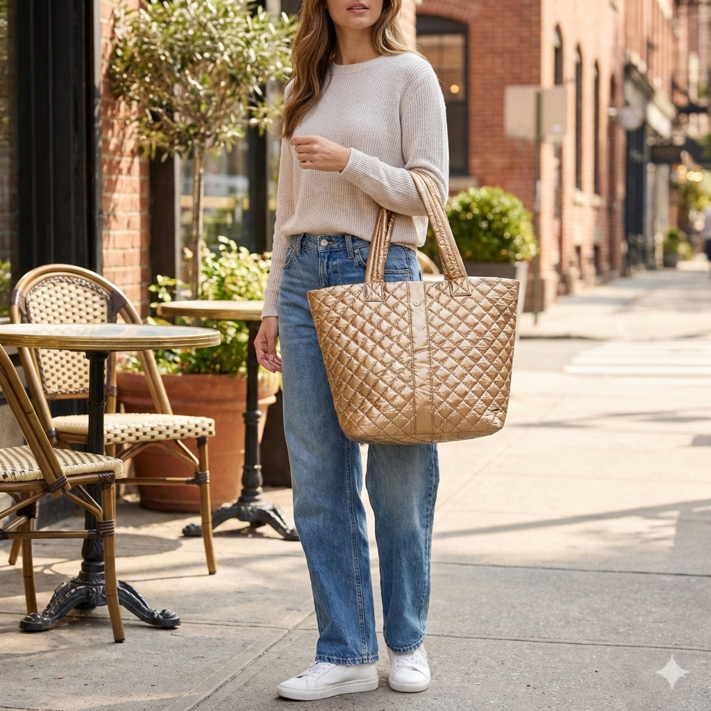 Lemonbella - Lemonbella Glossy Copper Diamond Tote Shoulder Bag 3/1