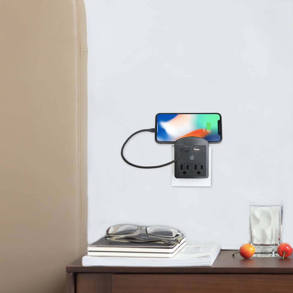 LAX Gadgets - Charge Surge Protector, 2 Outlets/2 USB Ports