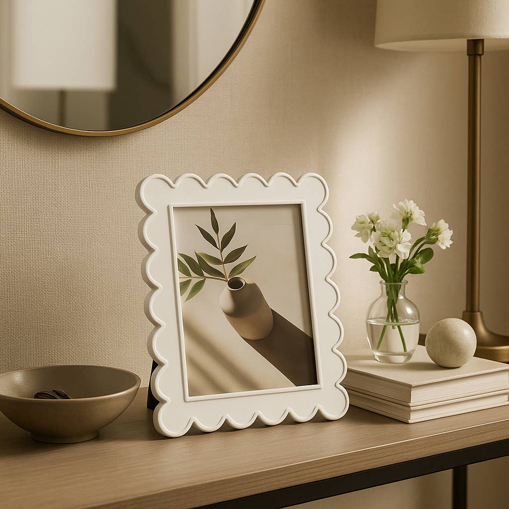 Sagebrook Home - Photo Frame - Resin with Decorative Scalloped Edge