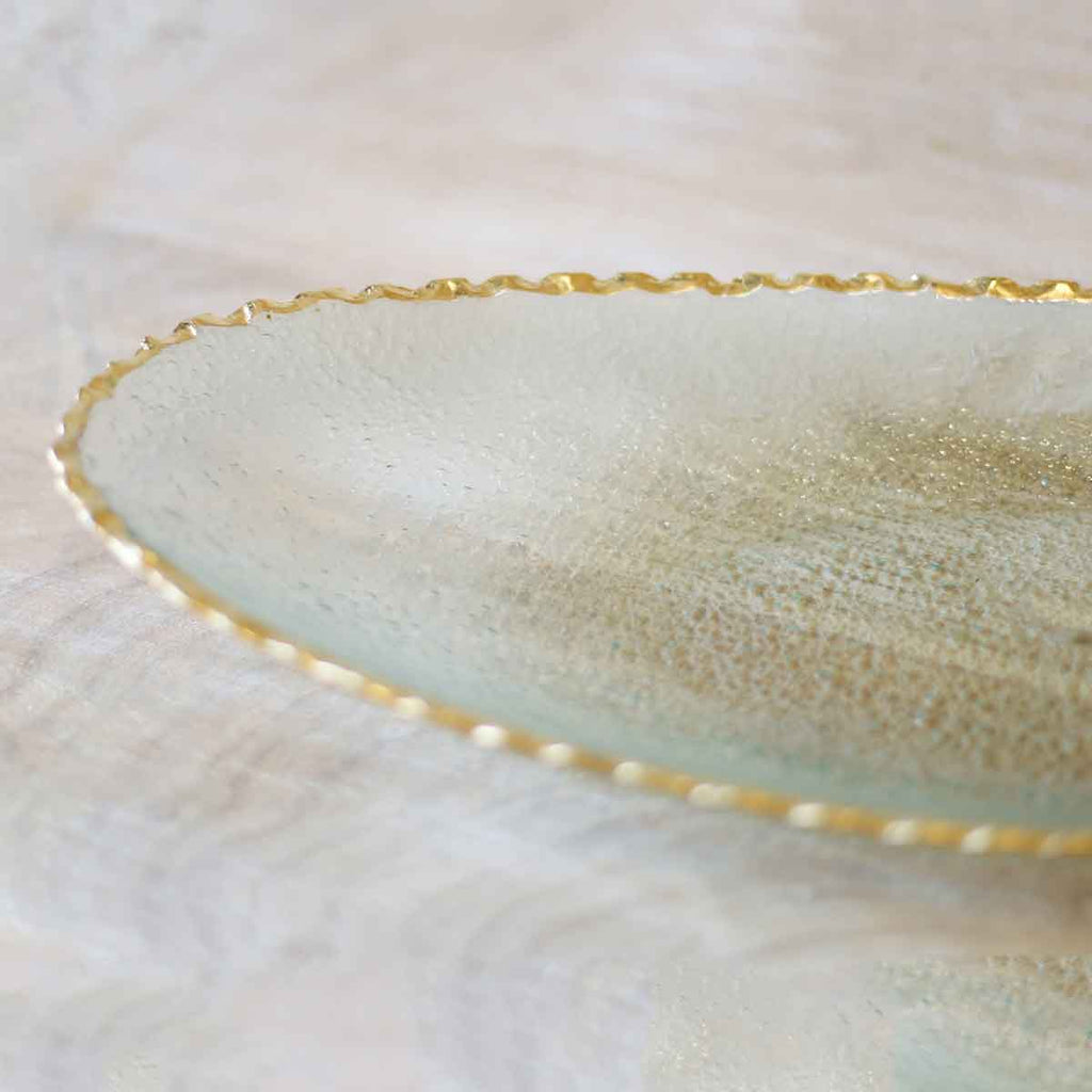 The Royal Standard - Fairbanks Oval Platter   Clear/Gold   21.25x2.5x9
