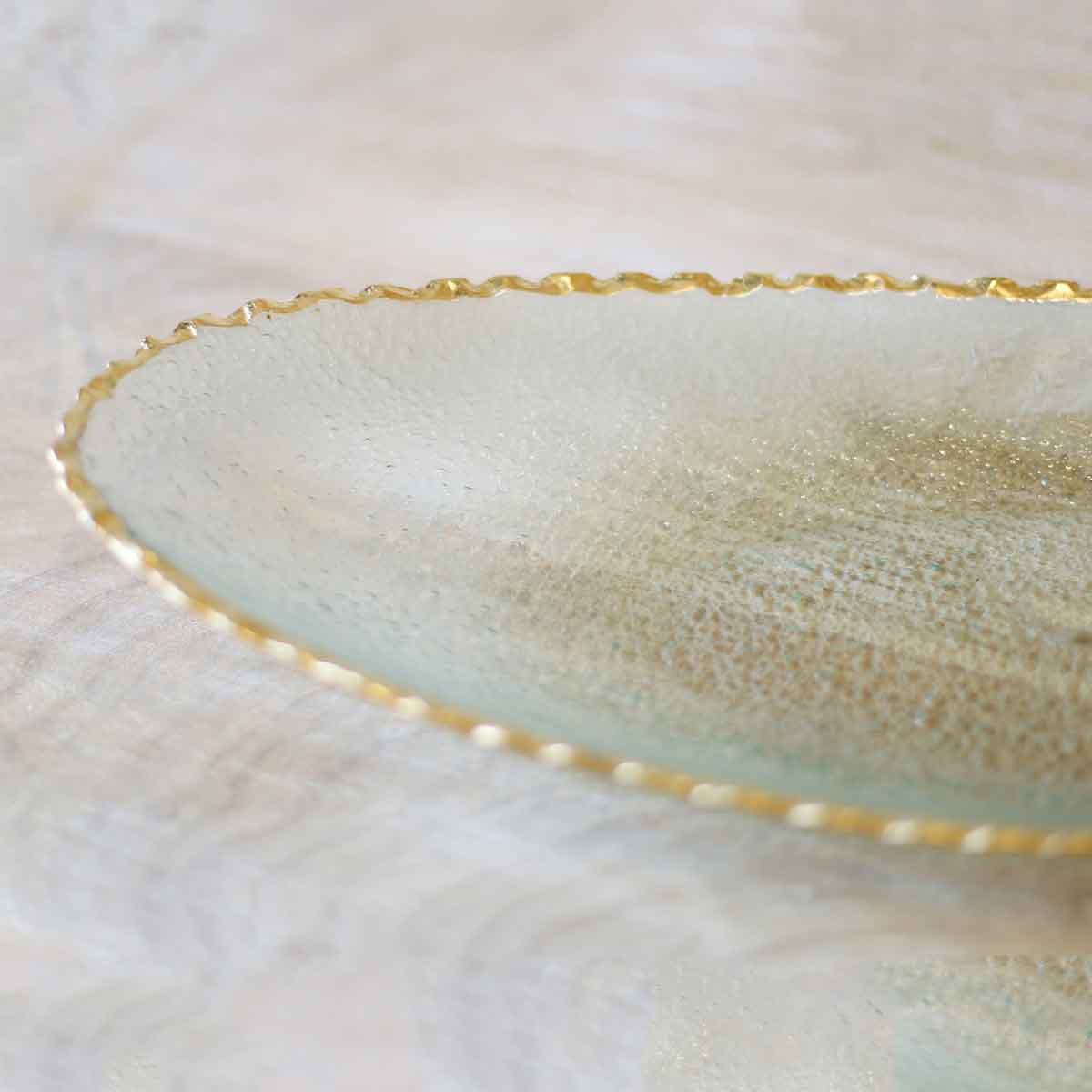 The Royal Standard - Fairbanks Oval Platter   Clear/Gold   21.25x2.5x9