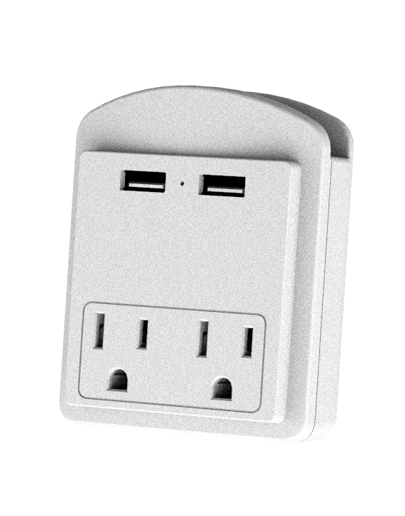 LAX Gadgets - Charge Surge Protector, 2 Outlets/2 USB Ports