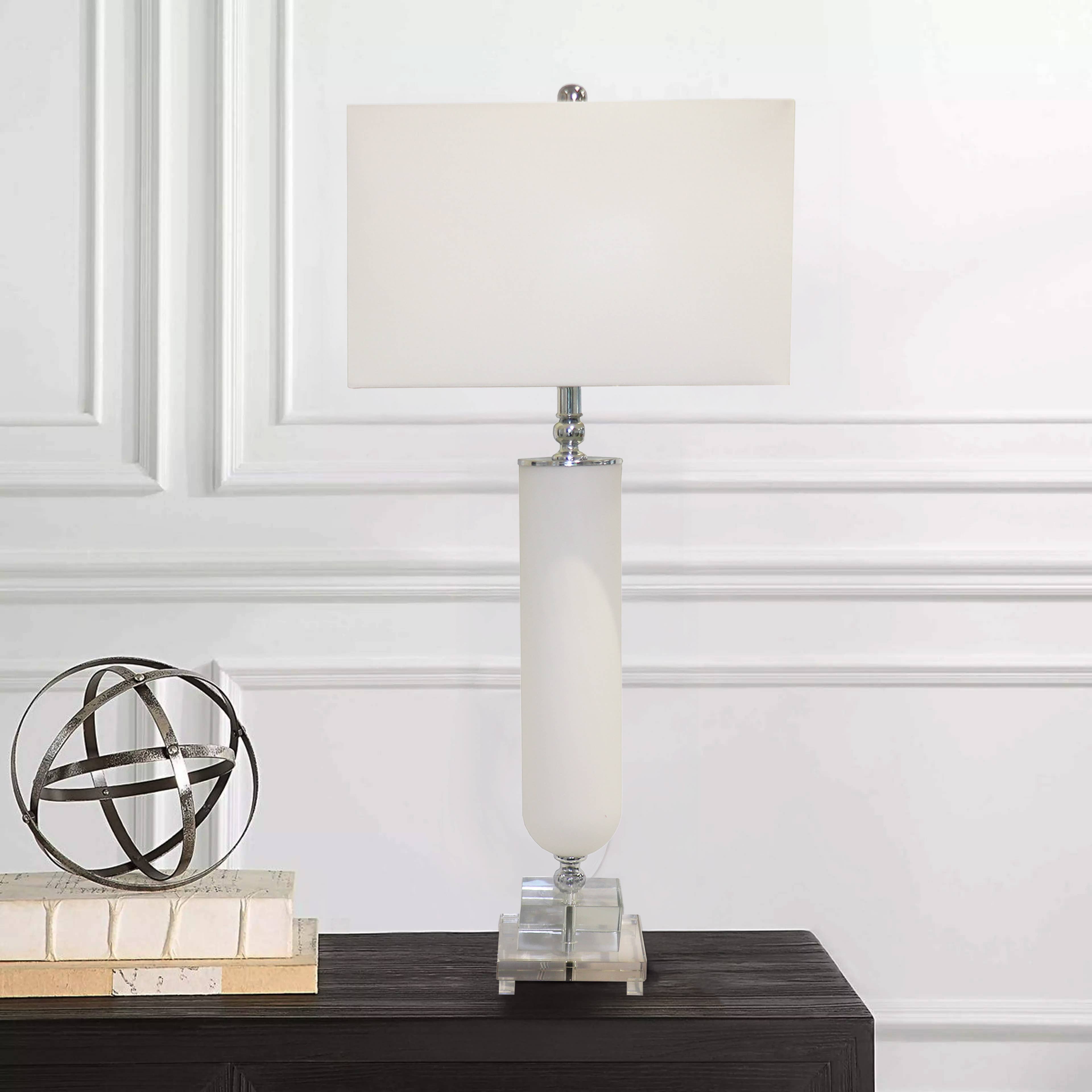 Pasargad Home - Frosted Glass & Lucite Pedestal Table Lamp