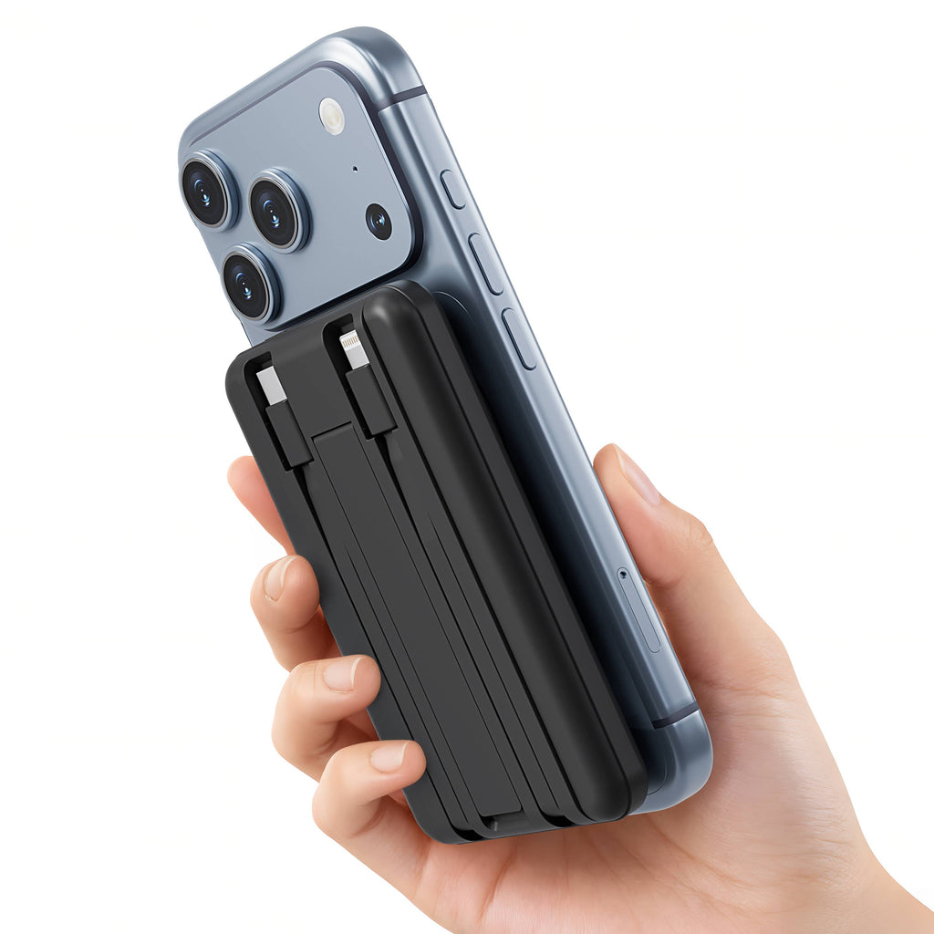 LAX Gadgets - Magnetic 7200mAh Rapid-Charge Power Bank with Built-In Cable