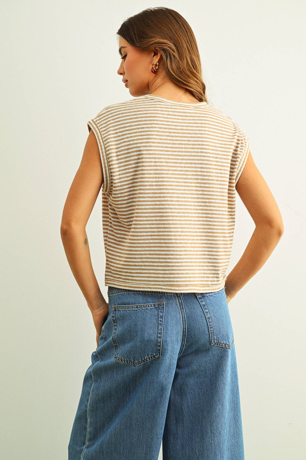 MIOU MUSE  Stripe Pattern Slub Top