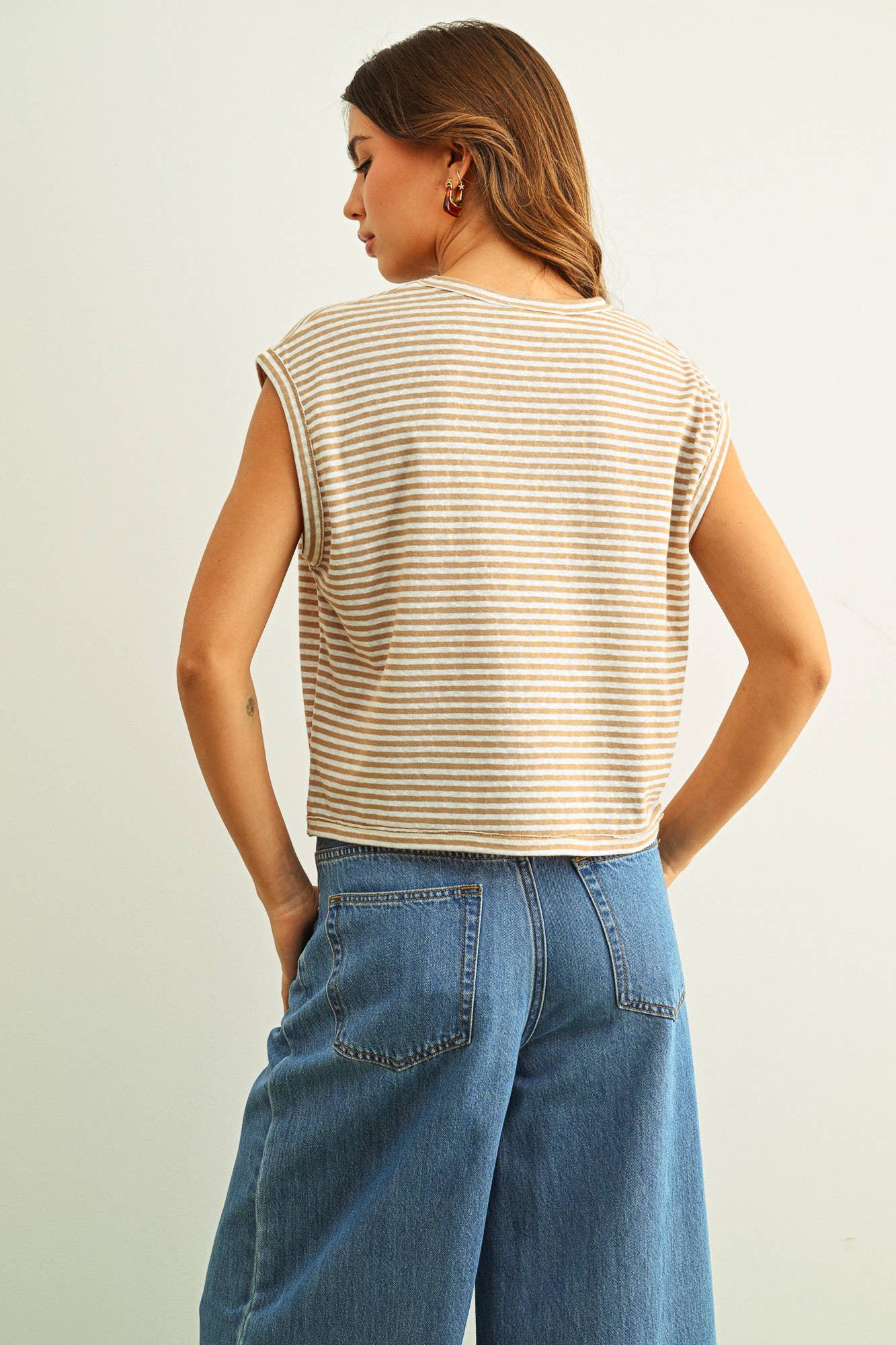 MIOU MUSE  Stripe Pattern Slub Top