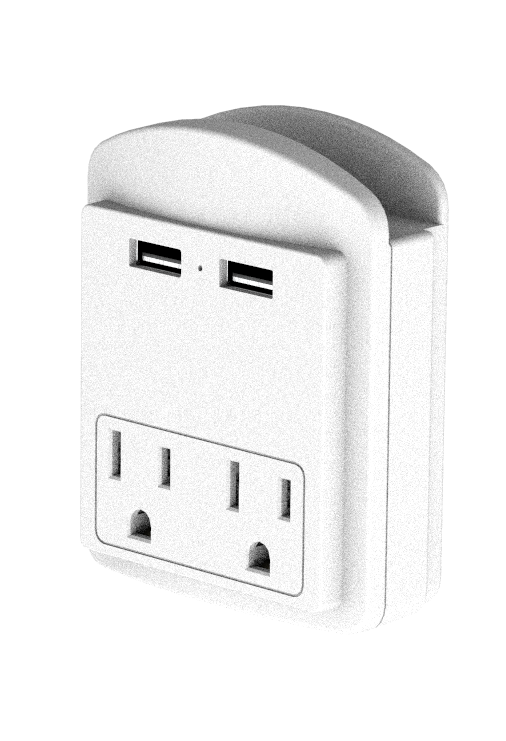 LAX Gadgets - Charge Surge Protector, 2 Outlets/2 USB Ports