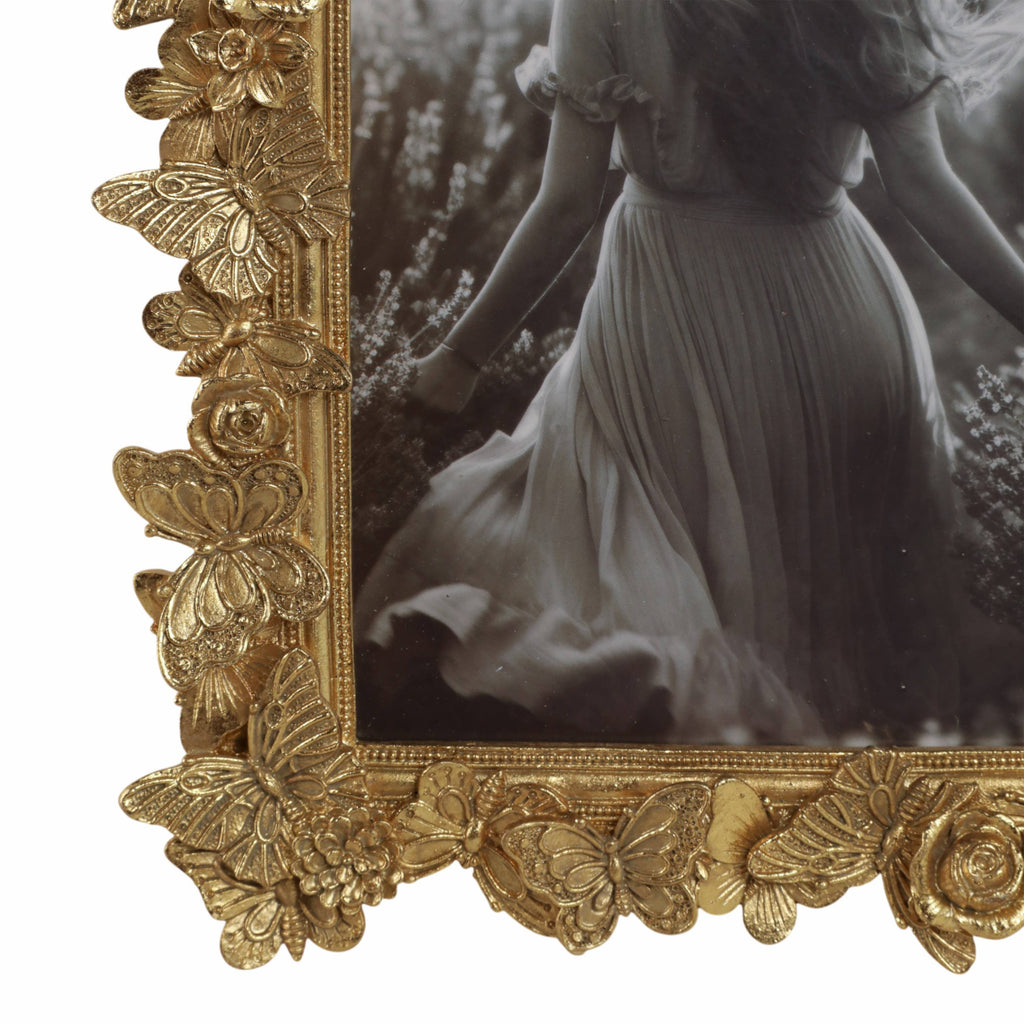 Sagebrook Home Gold Polyresin Butterfly in Bloom Frame 5x7 in.