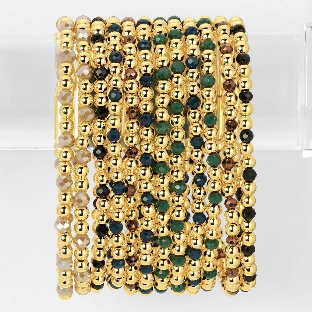 Splendid Iris - 4mm Bead & Crystal Stretch Bracelet - Assorted