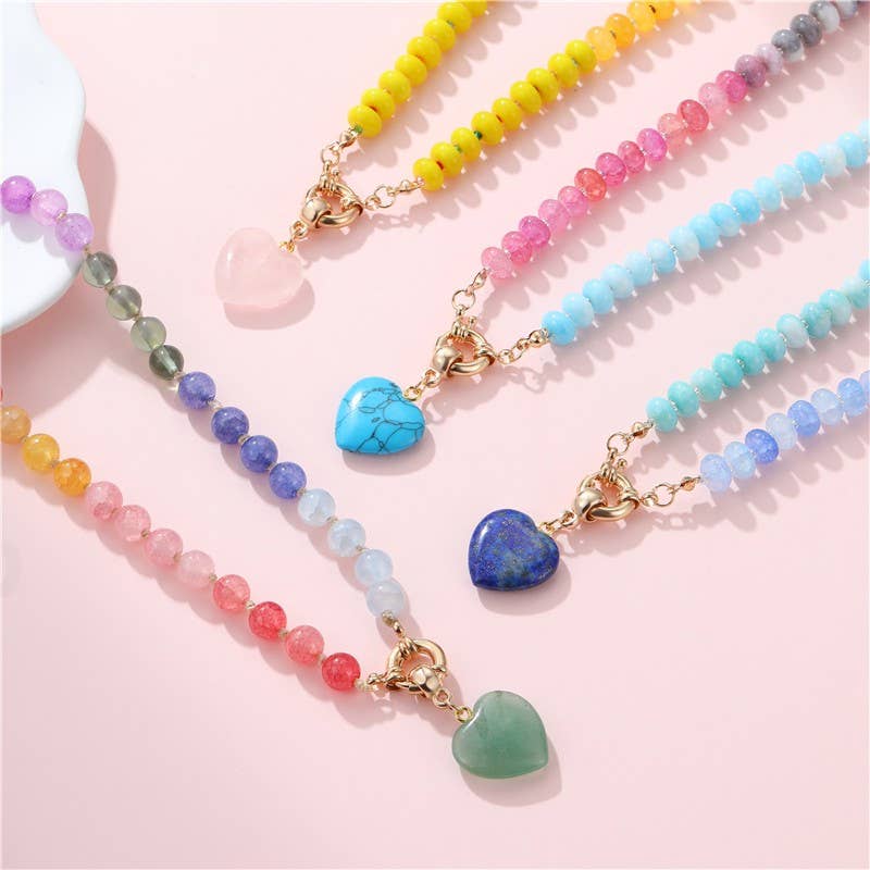 JOSSLYN by wall to wall - Natural Stone Semi-Precious Glass Mixed Necklace