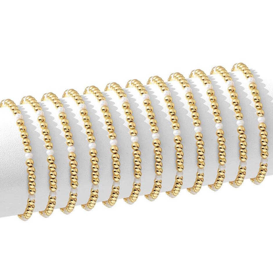 Splendid Iris - 4mm Bead & Pearl Stretch Bracelet