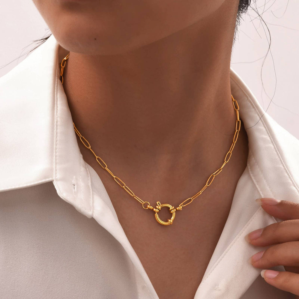 JOSSLYN by wall to wall - 18K STAINLESS STEEL TARNISH FREE CIRCLE NECKLACE