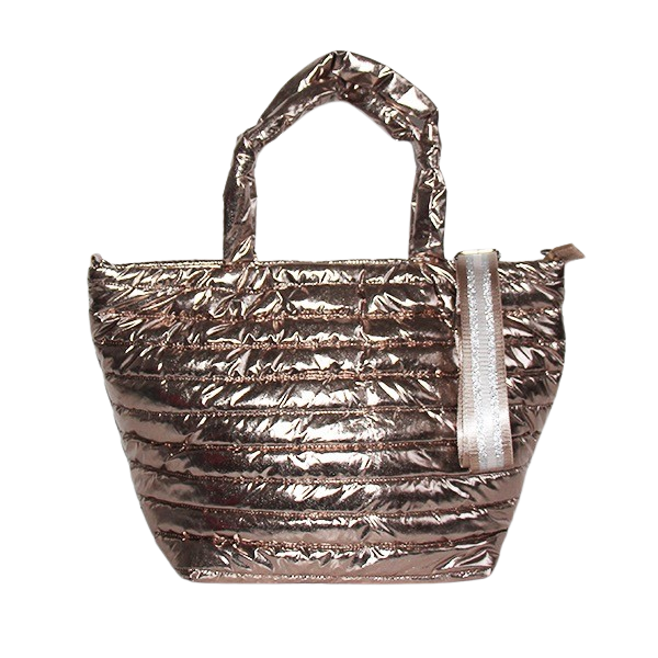 Lemonbella - Lemonbella Gold Metallic Puffer Tote Shoulder Bag Gift