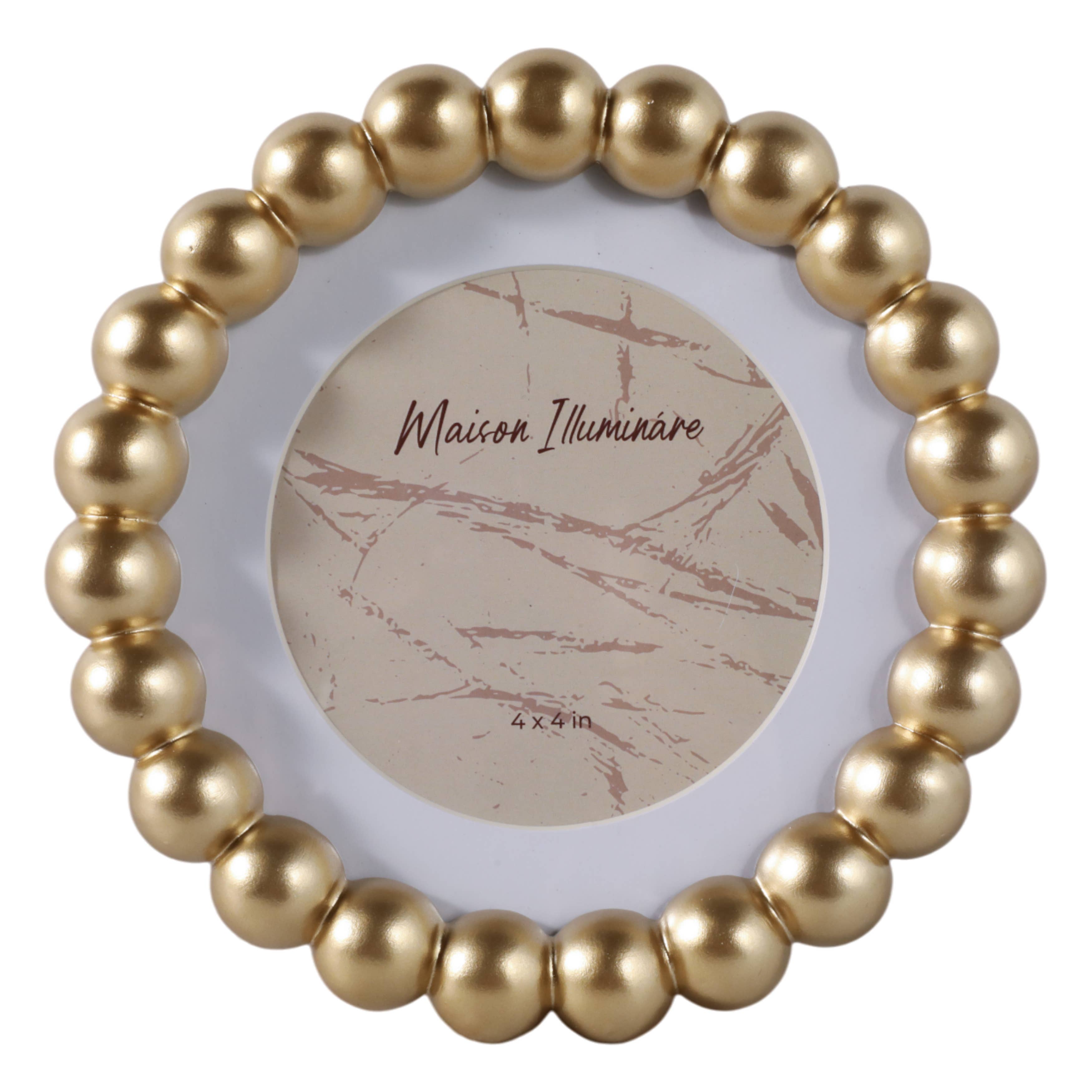 Sagebrook Home Gold Glass Elegant Matted Beaded Frame, 6x6 in.