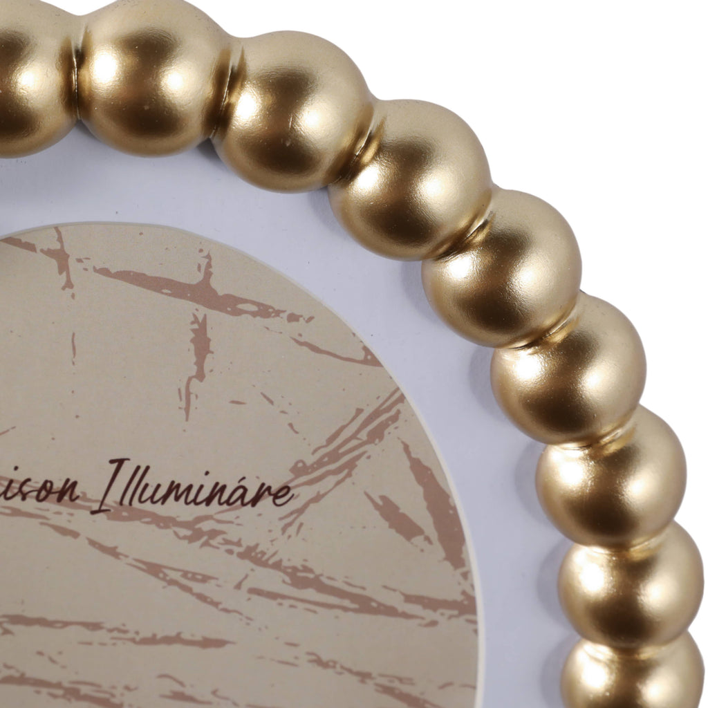 Sagebrook Home Gold Glass Matted Round Beaded Photo Frame, 7x9 in.