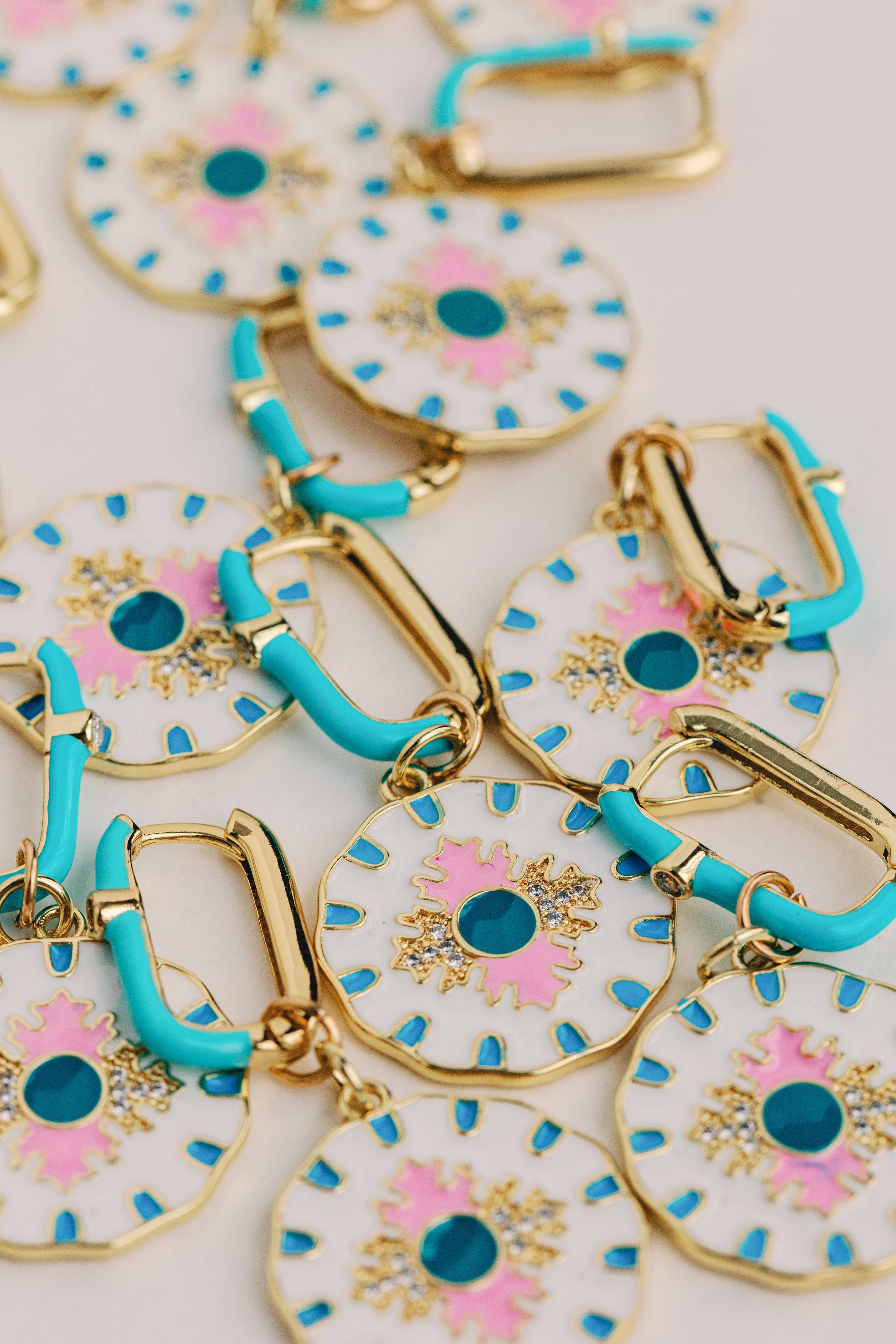 St Armands Designs of Sarasota - Capri Tile Enamel Charm Statement Earrings