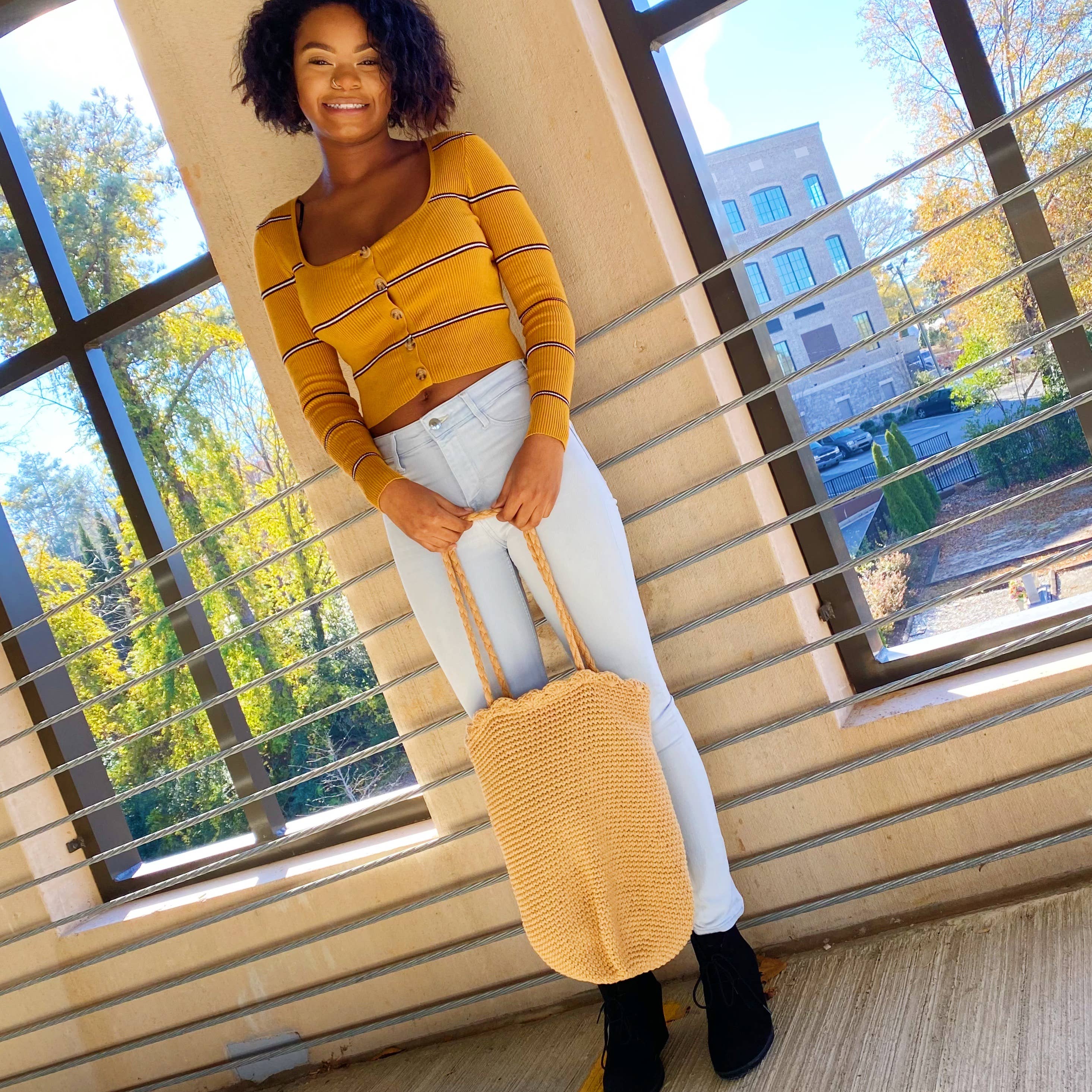 Ellison+Young - Knitted Scalloped Edge Tote
