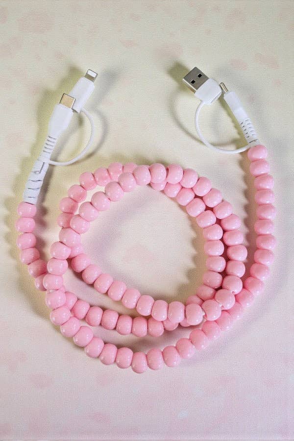 Nash Grey Light Pink Beaded Cord Charger