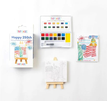 Tiny Easel Happy 250th Travel Paint Set