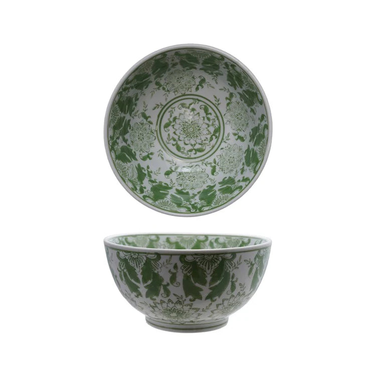 Hazel Mazel Green Pattern Stoneware Bowl
