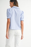 Mable Stripe Scallop Detail Button Down Shirt