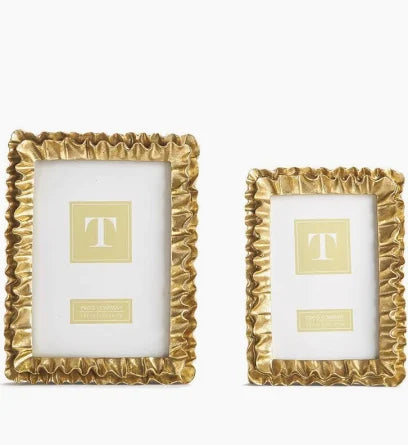 Two's Company Gold Ruffles Photo Frame