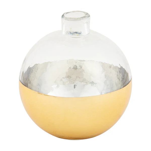Mudpie Clear Vase with Gold Bottom